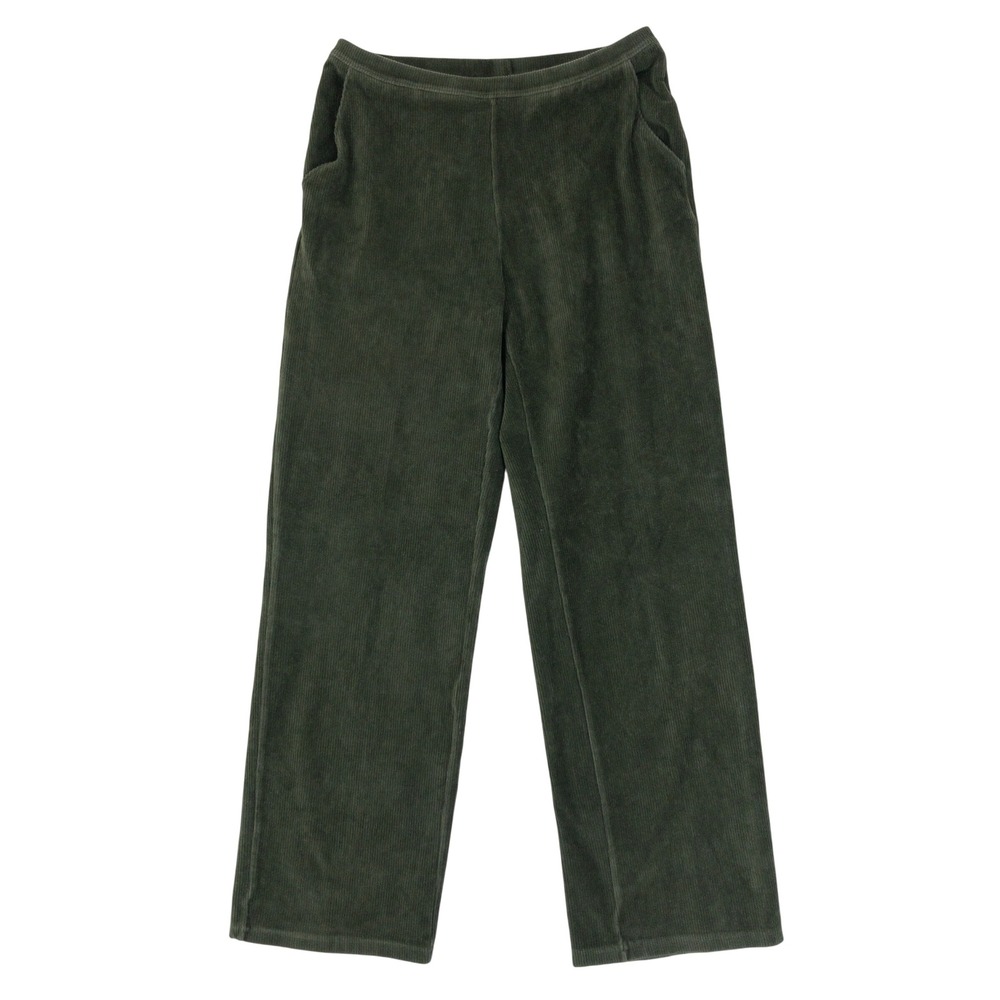 LL Bean Corduroy Pants Womens Medium Green Perfect Fit Knit Cords Pull On